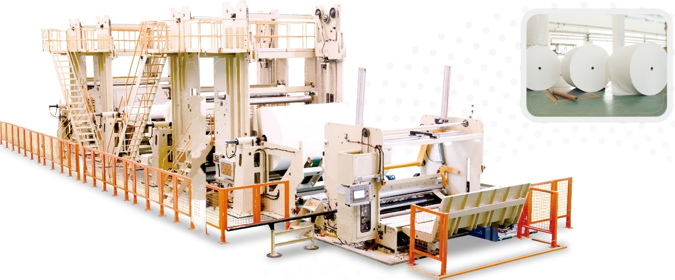 Industrial slitting rewinder with jumbo reels